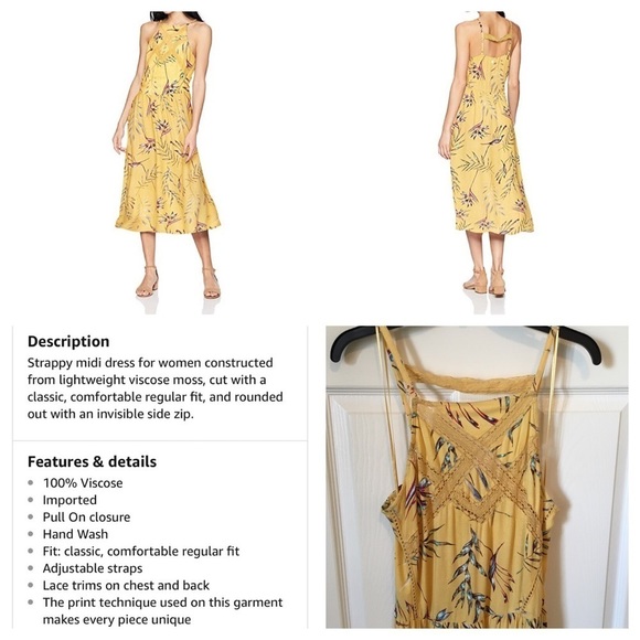 Roxy Yellow Floral Midi Dress - Picture 3 of 8